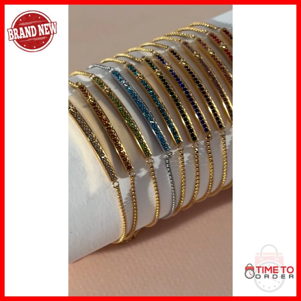 Expandable Bangle Bracelet Crystal Charm Adjustable Fit Elegant Minimal Jewelry - Picture 7 of 7